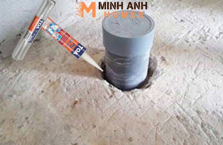 Chống thấm cổ ống xuyên sàn bằng keo PU