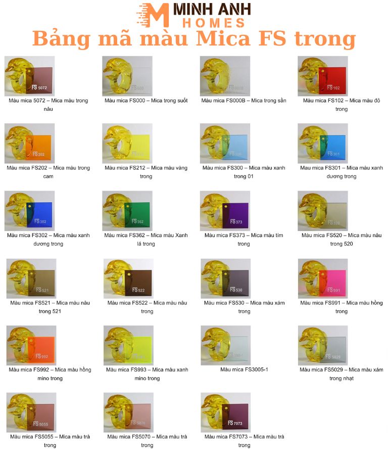 Bảng mã màu Mica FS trong