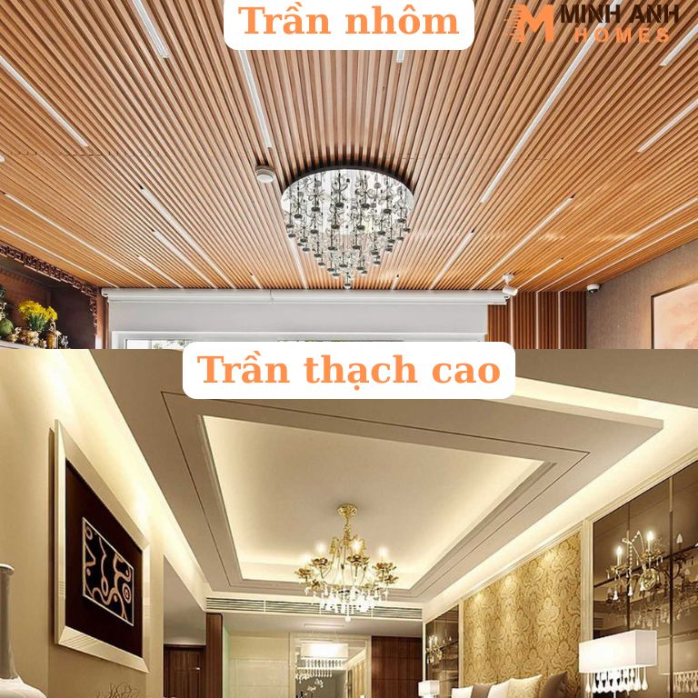 So sánh trần nhôm và trần thạch cao