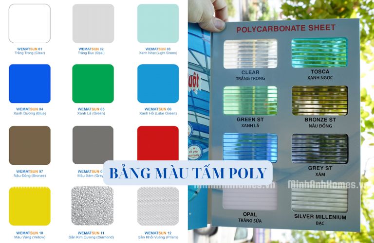 Bảng màu tấm Poly hiện nay vô cùng đa dạng