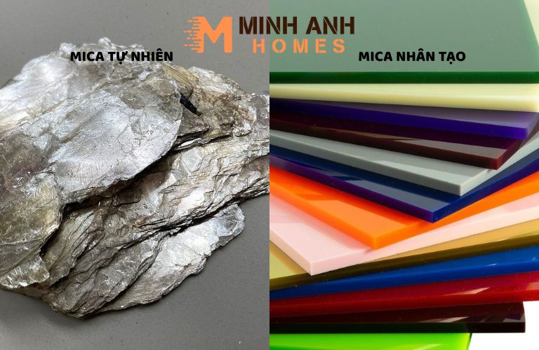 Mica tự nhiên là khoáng vật dạng tinh thể, Mica nhân tạo được làm từ nhựa