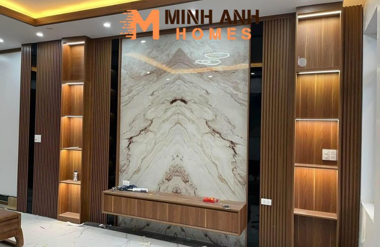 Ốp tường giả đá, giả gỗ bằng tấm nhựa PVC