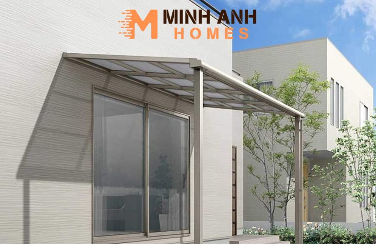 Mẫu mái Polycarbonate phẳng khung hộp vuông
