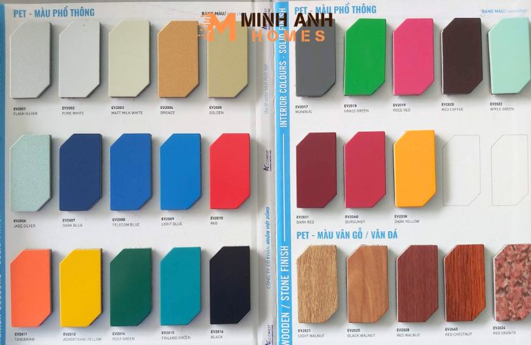 Bảng màu tấm Alu mới nhất 