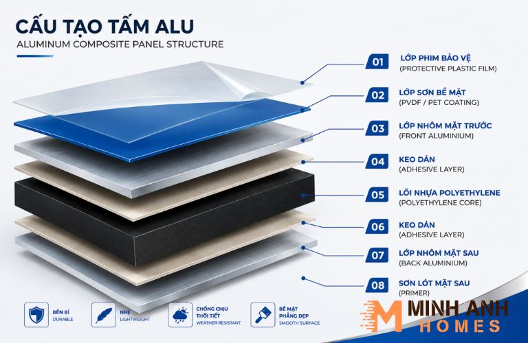 Hình ảnh cấu tạo tấm Alu